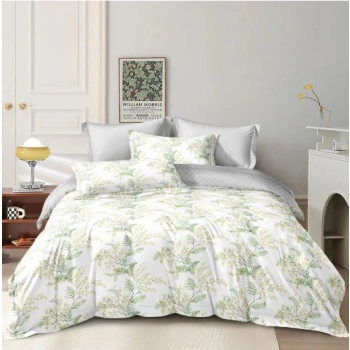 Pościel 160x200 Bawełna Satynowa Biała z kwiatami PK423